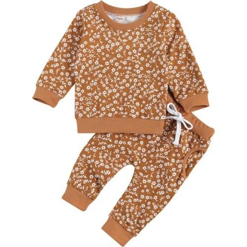 1-3T Toddler Kid Baby Girl Boy Clothes set Long Sleeve Top and Pant suit Elegant Cute Sweet Cotton Floral Autumn Outfit