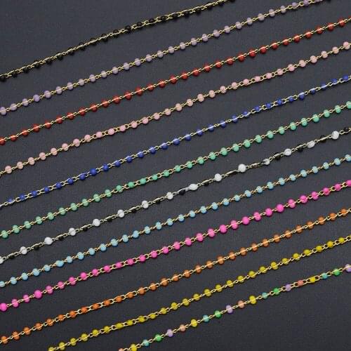30 Meters/lot Gold Plated Copper Enamel Oval Bead diy jewelry Making Chains Wholesale Factory Direct Finding Jewellery Supplies