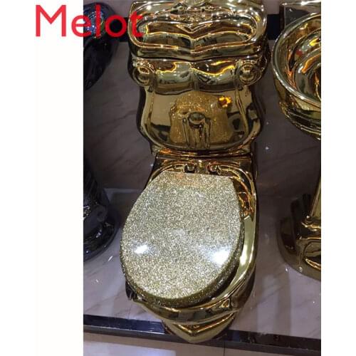 European-Style Court Golden Toilet Vintage Hotel Color Toilet Relief Split Toilet Color Gold Creative Toilet 220mm 305mm 350mm