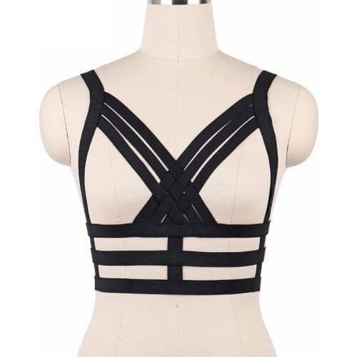 JLX.HARNESS Sexy Bondage Body Harness Lingerie Women Fetish Wear Cage Bralette Gothic Crop Tops Bodysuit Exotic Underwear O0018