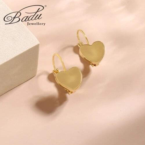 Badu Copper Simple Small Heart Shaped Hoop Earrings for Women Minimalist Charms Hoops Earrings Fashion Geometric Lover Earrings