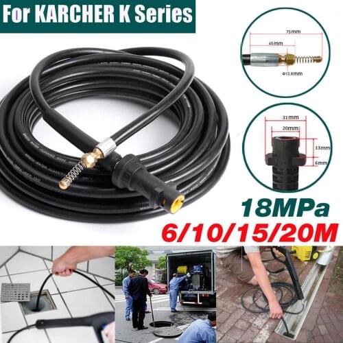 Pressure Washer Sewer Drain Water Cleaning Hose 6m-20m 1/4 Inch Quick Release Pipe Cleaner Sewage Pipeline for Karcher K Series