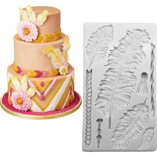Big Feathers Silicone Mold Fondant Cake Decorating Tools Candy Chocolate Gumpaste Mold
