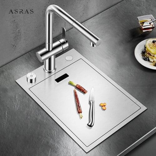 304 Stainless Steel Hidden Sink Handmade Brushed 4mm Thickness Above Mount Cover hidden Single Small Size Kitchen Bar Sink