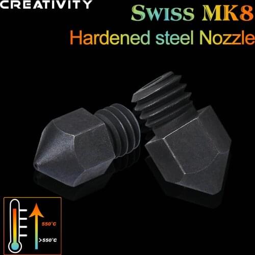 Creativity Swiss MK8 Hardened Steel Nozzle M6 Thread 1.75MM Filament For Cr10 Ender 3 3D Printer Hotend Print Carbon Fiber
