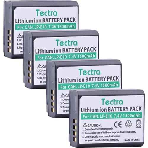 Tectra 4Pcs LP-E10 LPE10 LP E10 Battery for Canon EOS Rebel T3 T5 T6 Kiss X50 Kiss X70 EOS 1100D EOS 1200D EOS 1300D