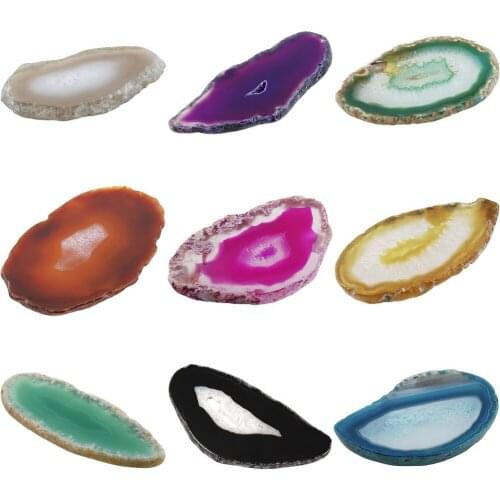 TUMBEELLUWA 1Lot (10Pc) Irregular Polished Agate Light Table Slices Crystal Geode Stones Home Decoration Jewelry Making