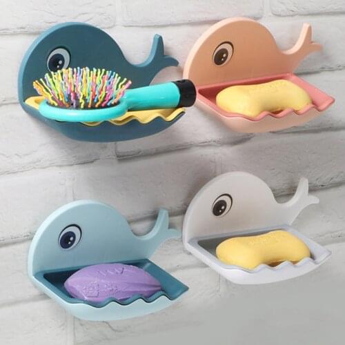 Bathroom Soap Dish Holder Bathroom Soaps Box Storage Plastic Wall Mounted Draining Organizer Tray ABS