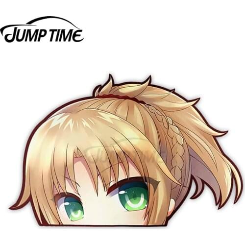 JumpTime 13 x 11.2cm Saber Fate Stay Night Peeker Big Head Waterproof Laptop Windows Car Stickers Refrigerator Cartoon Decal