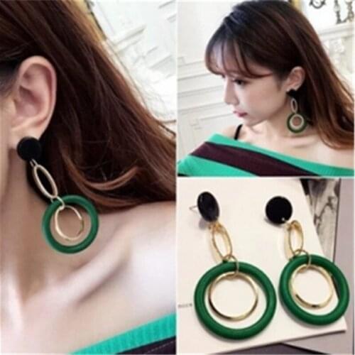 2019 New Arrivals Womens Hot Fashion Exaggeration Big Circle Hollow Earrings Multicolor Acrylic Drop Earrings For Women Jewelry