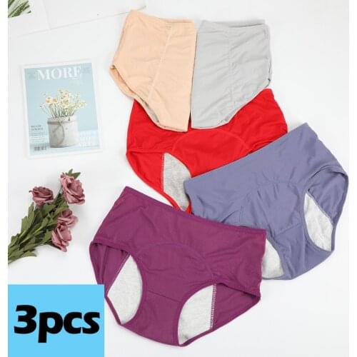 VIP link 3 pieces Women Menstrual Panties Plus Size 7XL leak Proof Period high waist Panties Lingerie Period Proof Briefs