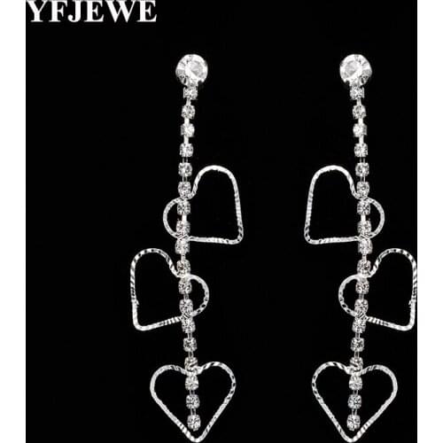 YFJEWE Hot Fashion Elegant Crystal Pendant Earrings Long Heart Drop Dangle Earrings For Women E579