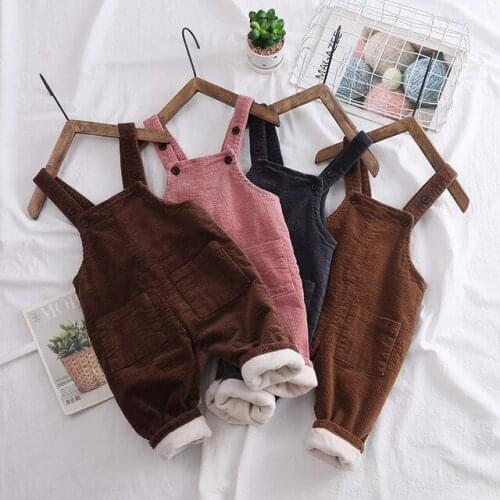 Winter Kids Overalls Thick Velvet High Quality Corduroy Jumpsuit for Girl Toddler Boys Pants Newborn Baby Child Girls Jumpsuit