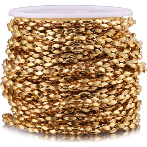 1 Meter Width 5mm Gold Chains Necklaces Stainless Steel Pig Nose Chain Bracelets DIY Jewelry Handmade Making Luxury Supplies