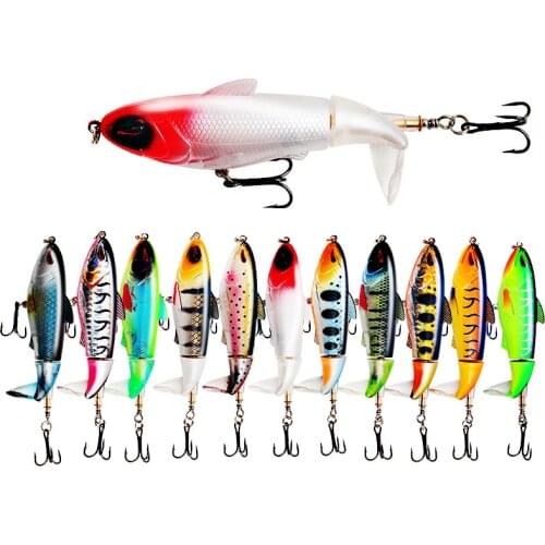 1PC Whopper Plopper 95mm/17.8g Topwater Fishing Lure Artificial Hard Bait Plopper Soft Rotating Tail Fishing Tackle Fishing Bait