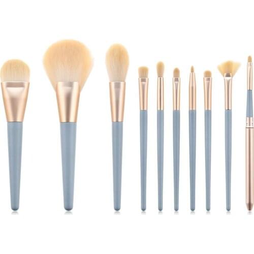 10pcs/Set Skin-friendly Makeup Brushes Wooden Professional Non-toxic Handle Face Foundation Eye Beauty Cosmetic Pens