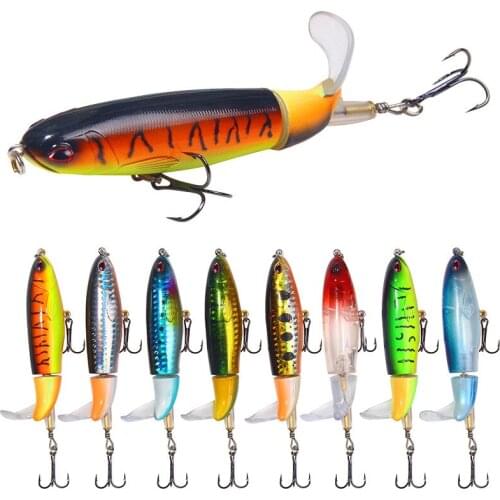 11cm/15g Whopper Popper Topwater Fishing Lure Artificial Bait Hard Plopper Soft Rotating Tail Fishing Tackle Geer
