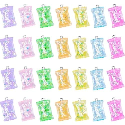 20pcs Colorful Lovely Sweet Resin Candy Shape Pendant Charms Pendant with Hook for Key Holder DIY Jewelry Making Necklace