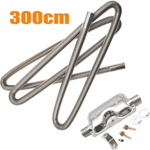 300cm Air Parking Heater Ducting Pipe Hose Line w/ 25mm Exhaust Pipe Silencer Steel For Diesel Heater For Propex Eberspacher