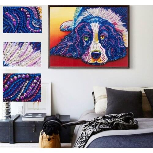 5D DIY Special Shaped Diamond Painting Color Pug Dog Cross Stitch Needlework Embroidery Home Mosaic Stitch Wall Decoration Gift