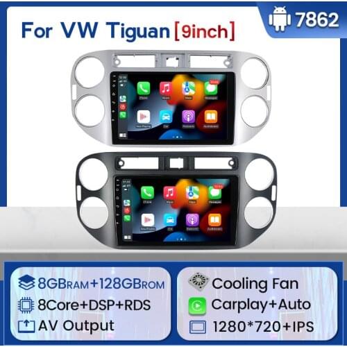 8core 6+128G 1280*720QLED Android10 Car Radio Multimedia Video Player For Volkswagen Tiguan 1 NF 2006-2016 DSP carplay