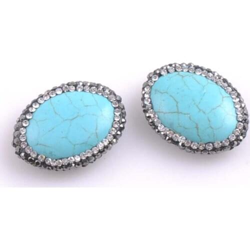 Kallaite Natural stone Beads Crystal Flat Oval Round Beads for Jewelry making 1pcs 29x26mm 2pcs TRS0198X