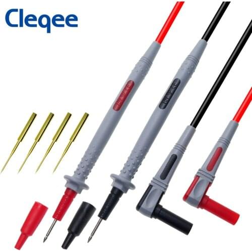 Cleqee P1505B 1000V/10A 150cm Universal Double Silicone wrap with Sharp Needle multimeter probe test lead for Digital Multimeter