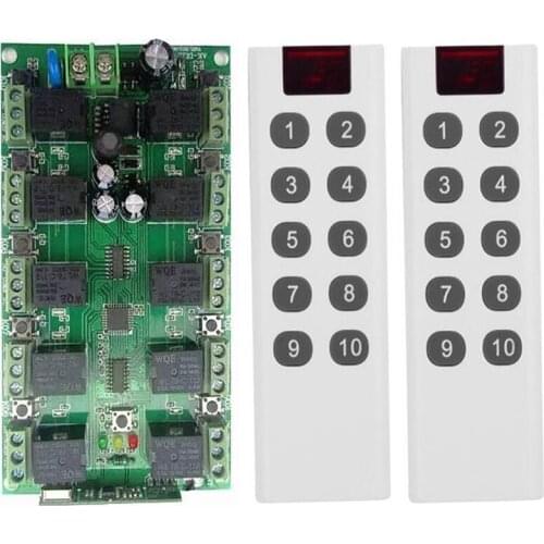 DC 12V 10CH 10 CH Independent Relay RF Wireless Remote Control Switch System, Transmitter + Receiver 10CH Relay 315/433 MHz