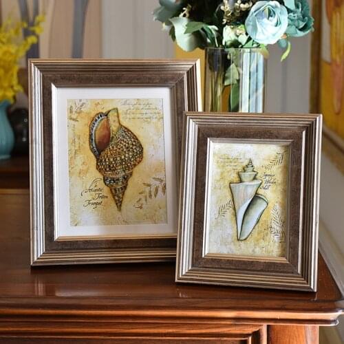 Wooden Simple Retro Style Photo Frame Desktop Ornament Hanging Wall Decoration Champaign Gold 6 7 10 inch Custom Frame