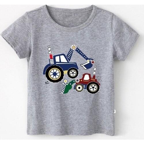 Kids T-shirts Cotton Cartoon Car Print Short Sleeve Shirts For Boys Kids Clothes Big Boys Tops Children Clothing Tees Boy Tshirt