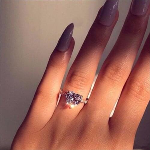 Classic Crystal Heart Girls Finger Rings Jewelry 2020 Fashion Princess Silver 925 Ring For Women Lady Promise Accessories Female