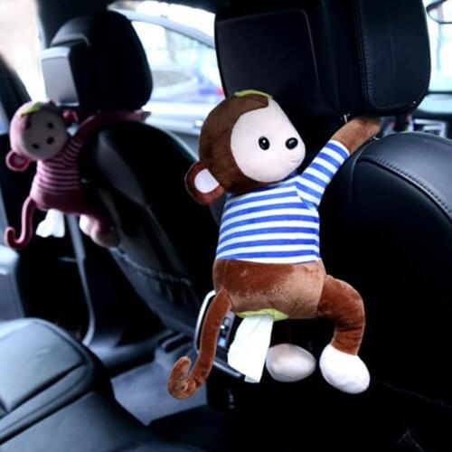 Creative Cartoon Monkey Office Car Hanging Paper Napkin Tissue Box Cover Holder Portable Paper Box FW3
