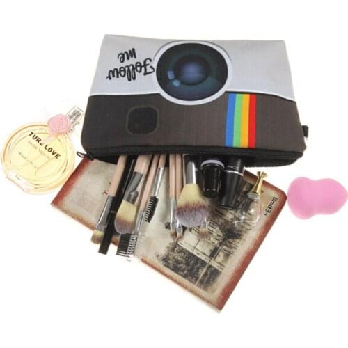 Creative 3D Printed Camera Pattern Cosmetic Bags Fashion Brand Travel Makeup Case Portable Toiletry Kits