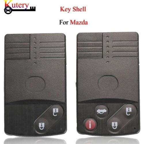 Kutery 10pcs/Lot Remote Car Key Card Shell For Mazda 5 6 CX-7 CX-9 RX8 Miata MX5 2/4Buttons With Uncut Blade Key Cover Fob Case