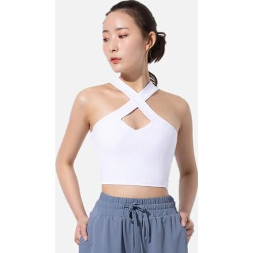 Summer New Shockproof Sports Bra Women Sexy Wide Shoulder Straps Cross Hollow Design Gym Training Quick Dry Yoga Dance Bra Vest