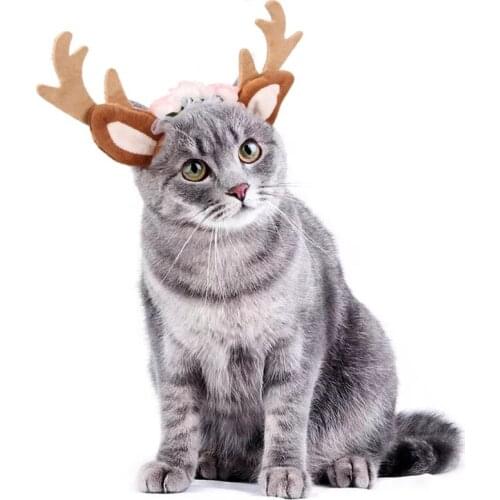 Cute Christmas Hat Pet Dog Cat Christmas Headwear Katten Xmas Elk Reindeer Antlers Headband Hat Apparel 2020 New Pet Peoducts