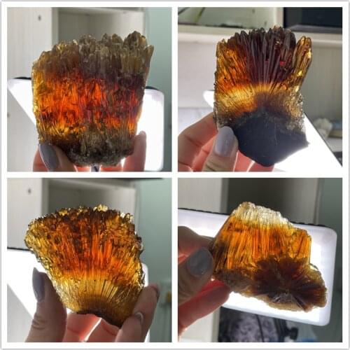 Natural Yellow Amber Calcite Raw Stone Crystal Gem Collection Mineral Specimens Healing Home Decor