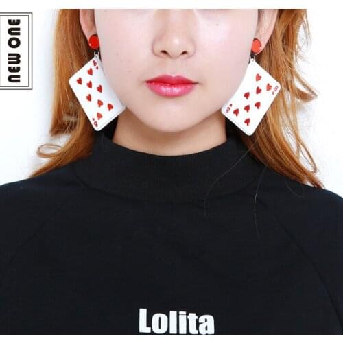 New Retro Turkish Poker Earrings Antique Artificial Gem Bijoux Large Drop Earrings Women jewelry