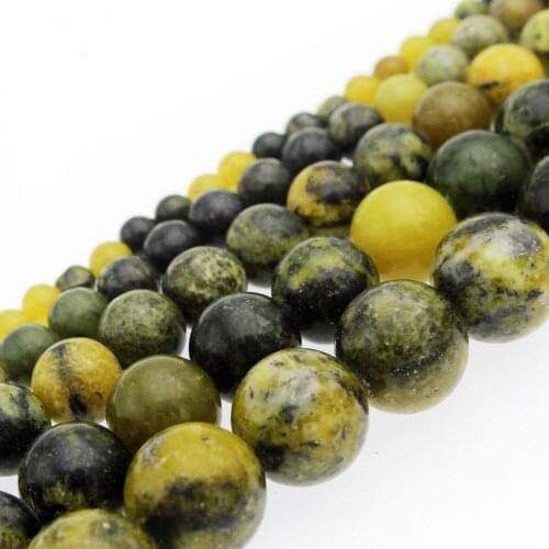Wholesale Natural Stone Beads Yellow Turquoises Round Beads Needlework for Jewelry Making 6 8mm 10mm 12mm Necklace Bracelet DIY