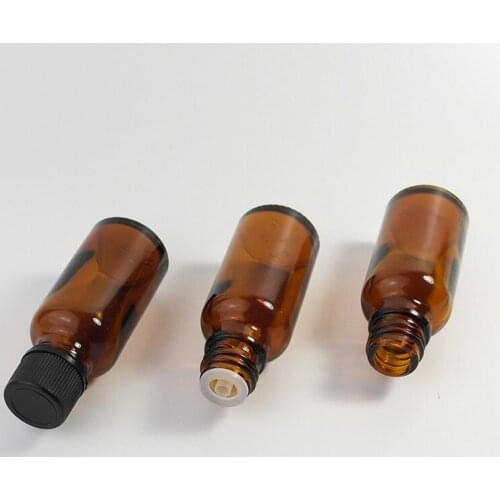 Wholesale 20ml Brown Glass Essential Oil Bottle With Tamper Evident Cap, Empty Boston Round Glass Bottles