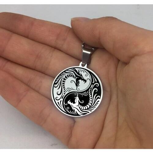 Yin Yang Dargon Pendant Necklace 2019 New Design Beads Chain Long Necklaces Jewelry for Men and women YP6696