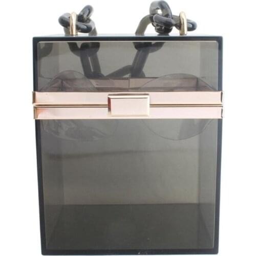 Transparent Clear Acrylic Party Prom Clutch Purse Wedding Banquet Handbag Chain Strap for Women Girls