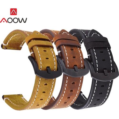 18mm 20mm 22mm 24mm Universal Genuine Leather Strap for Samsung Galaxy Watch Active 2 S2 S3 Amazfit Huawei Bracelet Band Correa