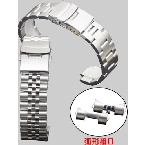 Stainless Steel Watch Strap Double Lock Clasp 20MM 22MM For Seiko Oris GT2 mens wrist Curved End watch bracelet Watch Band