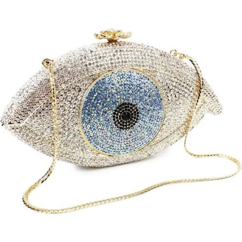 Luxury Evening Bag For Women 2018 Evil Eye Diamond Crystal Shoulder Crossbody Bags Clutch Women Messenger Bag Party bolsos mujer