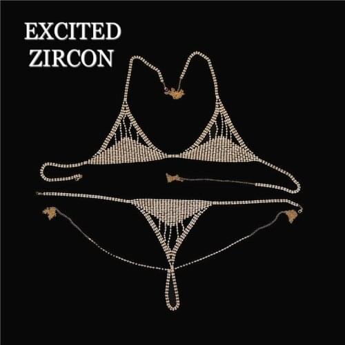Luxury Rhinestone Body Bra Chain Bikini Suit Accessories for Women Sexy Crystal Underwear Panties Thong Body Jewelry Accessories