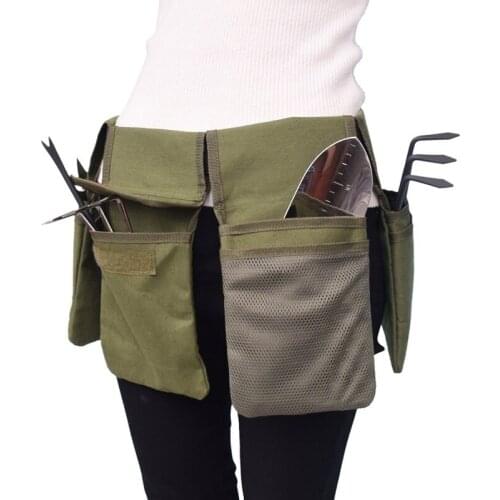 Garden Tool Bag Outdoor Waterproof Canvas Waist Bag Garden Tool Storage Bag Large Capacity Adjustable Length