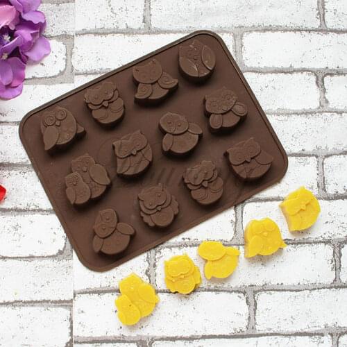 Silicone 12-Owl Cake Decorating Mould Candy Cookies Chocolate Soap Baking Mold