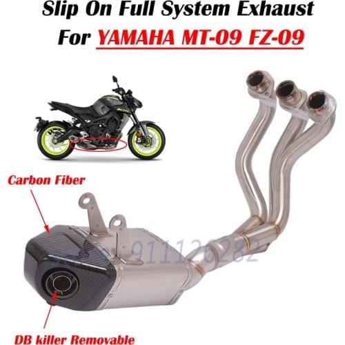 Slip On For Yamaha MT09 MT-09 FZ09 FZ-09 Motorcycle Full Exhaust System Modified Carbon Muffler Front Middle Link Pipe DB Killer