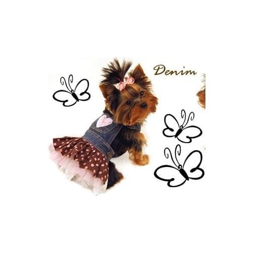 Super cute Jeans dog clothes Costume New Pet clothes Cute Heart Shape dog clothing Yorkshire Chihuahua Costume